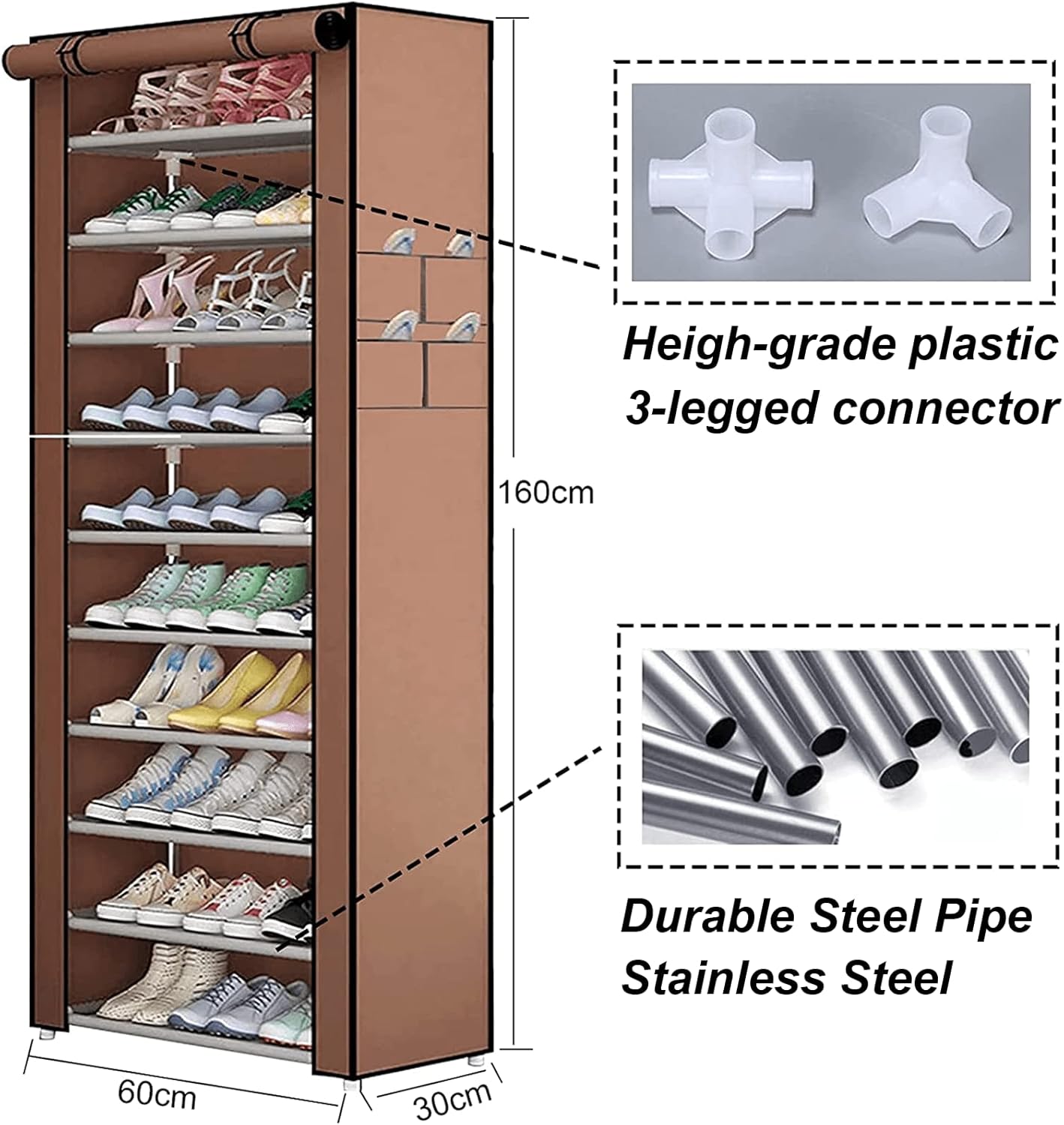 Meuble à chaussures simple à 10 niveaux