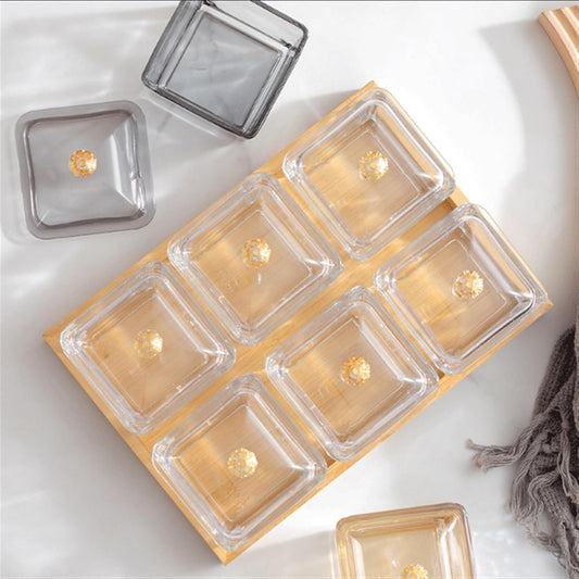 Bols de service à trempette en verre avec couvercles