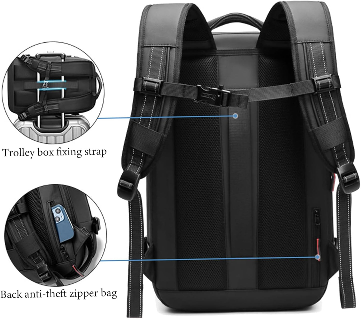 Sac à dos de voyage Tesly avec airbag à compression sous vide