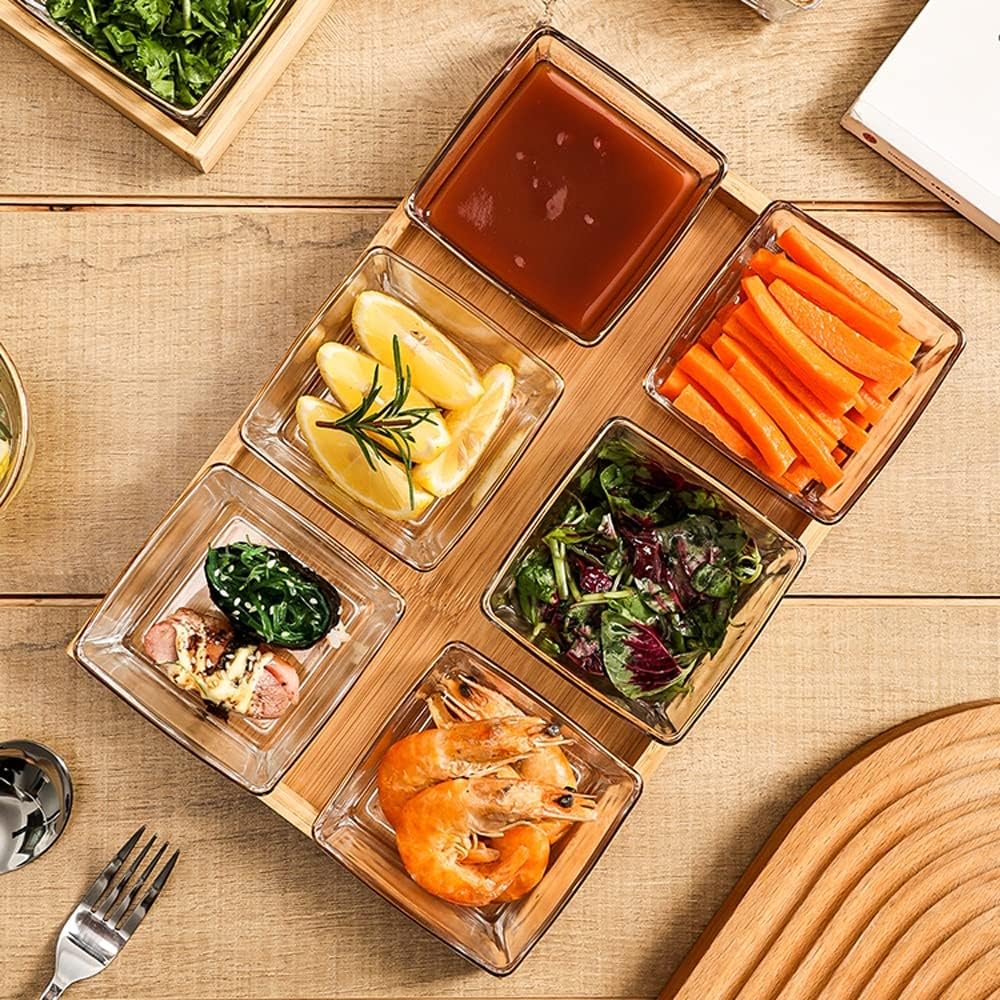 Bols de service à trempette en verre avec couvercles