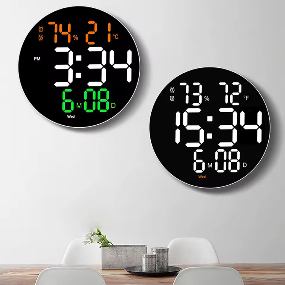 Horloge numérique LED à grand écran – Parfaite pour bureau, hôtel ou appartement