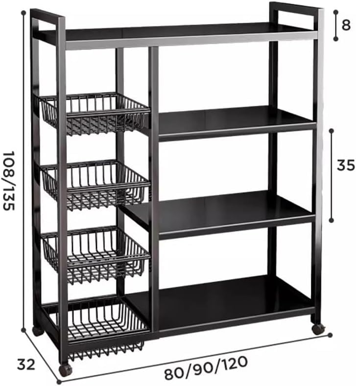 Support pour micro-ondes avec 4 étagères de rangement