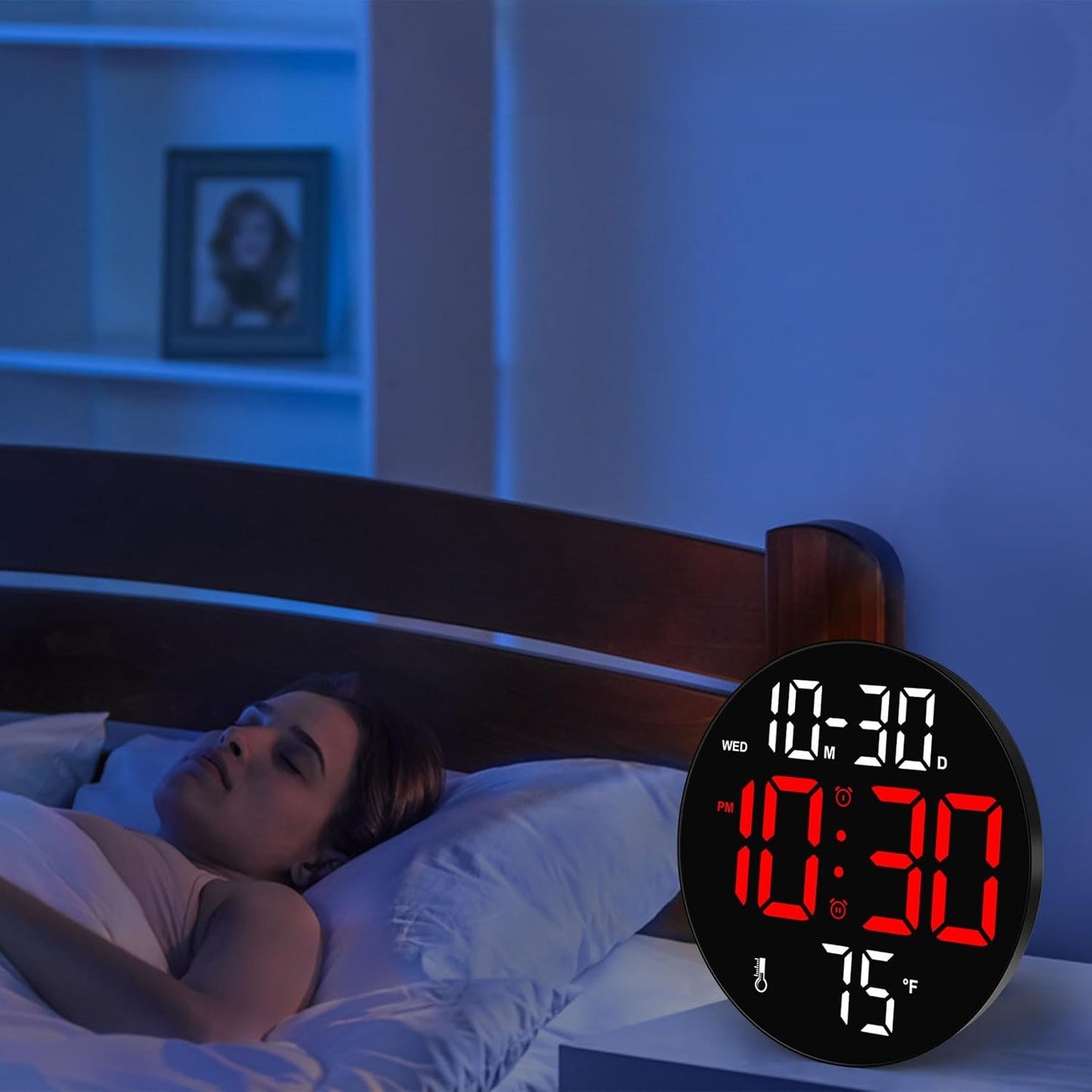 Horloge numérique LED à grand écran – Parfaite pour bureau, hôtel ou appartement
