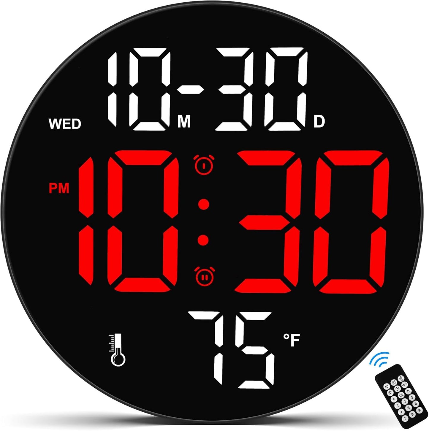 Horloge numérique LED à grand écran – Parfaite pour bureau, hôtel ou appartement