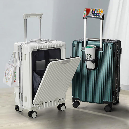 Valise cabine avec port USB et porte-gobelet