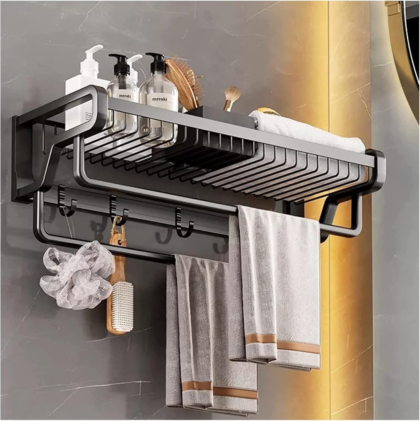 Porte-serviettes mural avec double barre