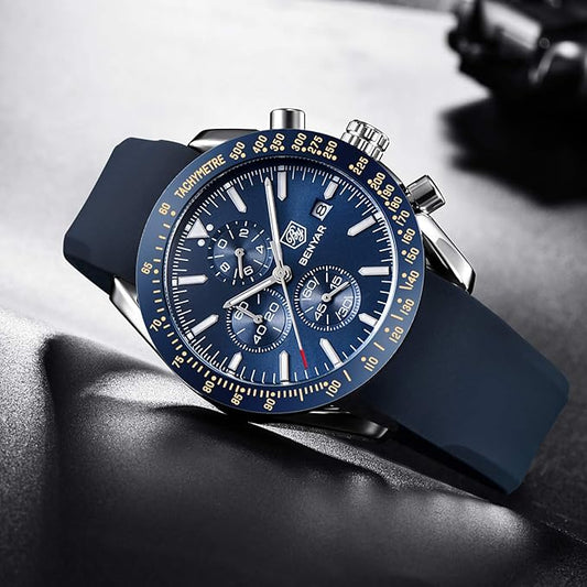 Montre homme BENYAR 5140 Acier – Chronographe Sport & Élégance