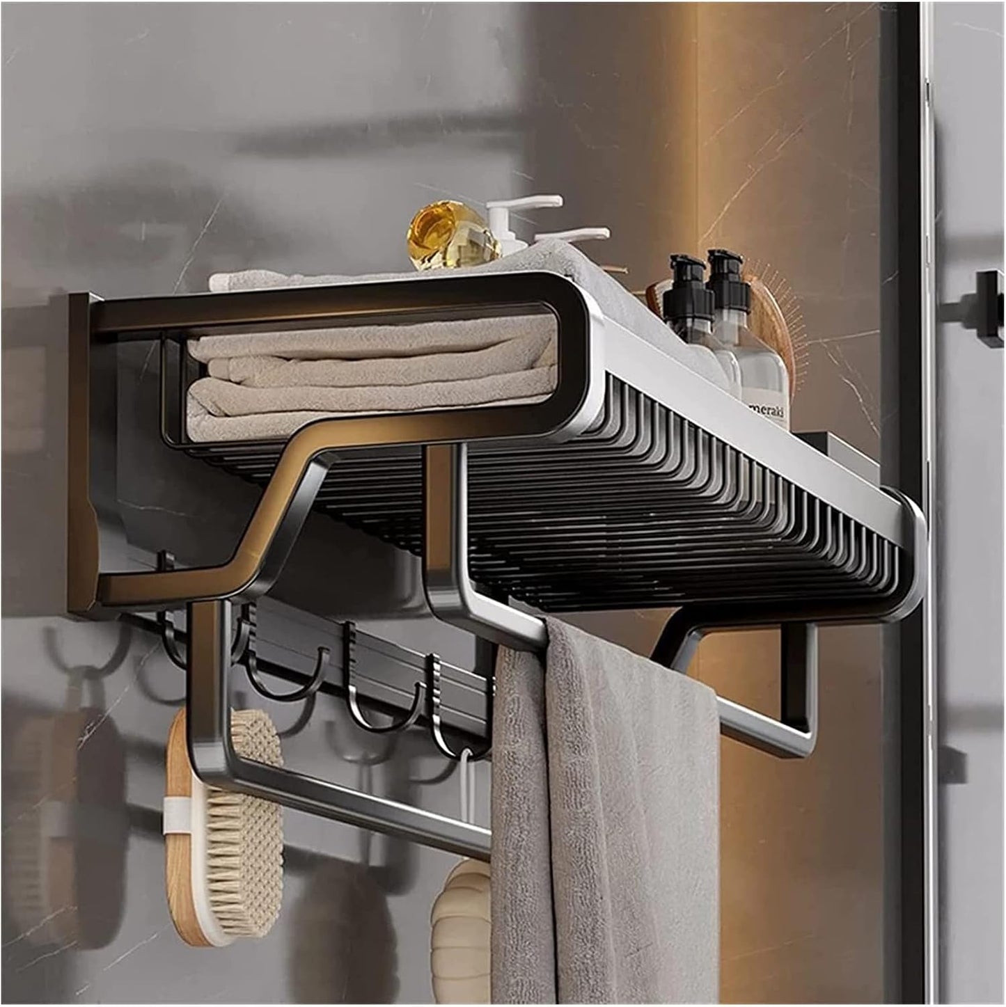 Porte-serviettes mural avec double barre