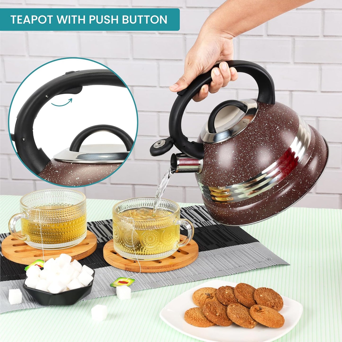 Bouilloire Sifflante Inox 3 L – Chauffe Rapide pour Thé & Café