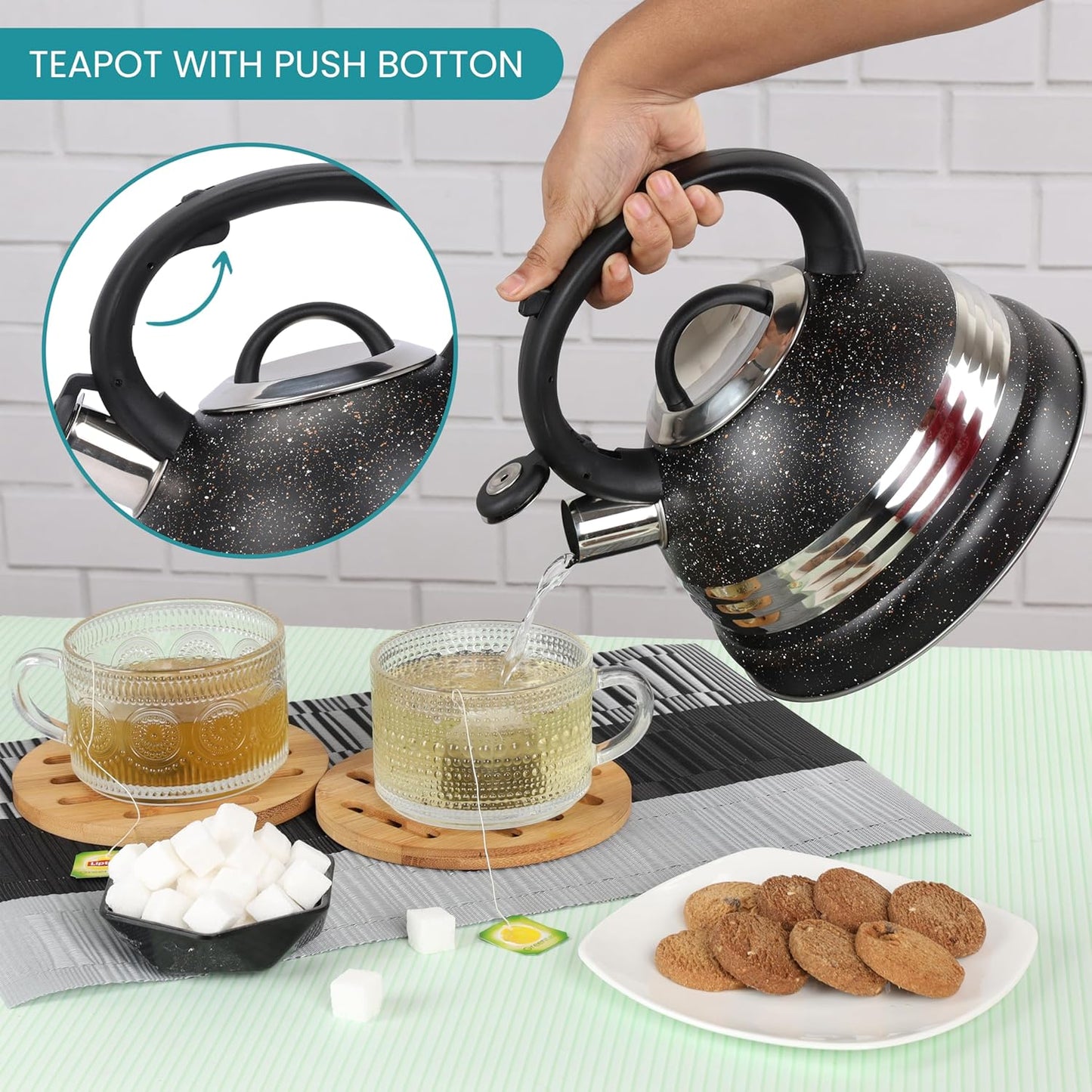 Bouilloire Sifflante Inox 3 L – Chauffe Rapide pour Thé & Café