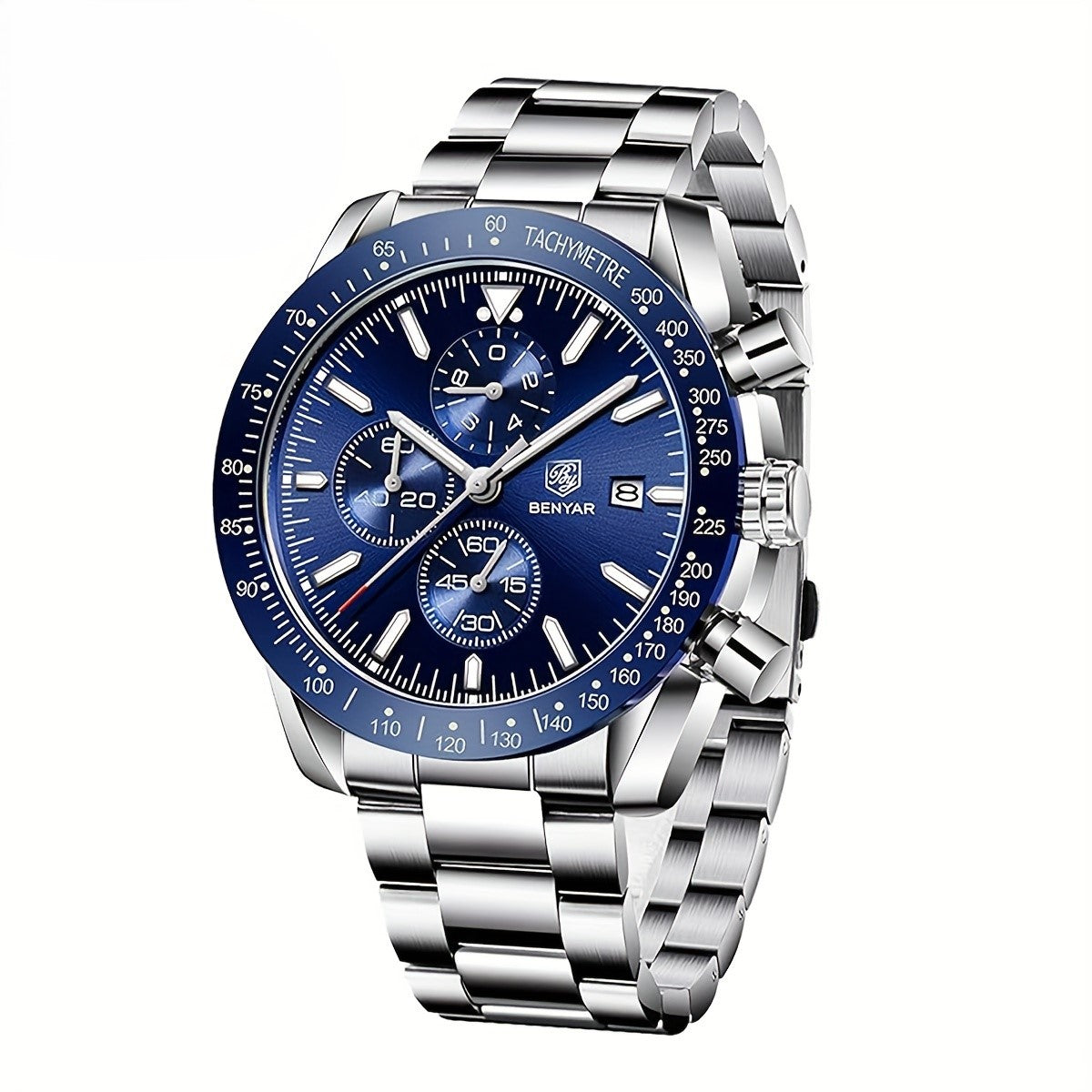 Montre homme BENYAR 5140 Acier – Chronographe Sport & Élégance
