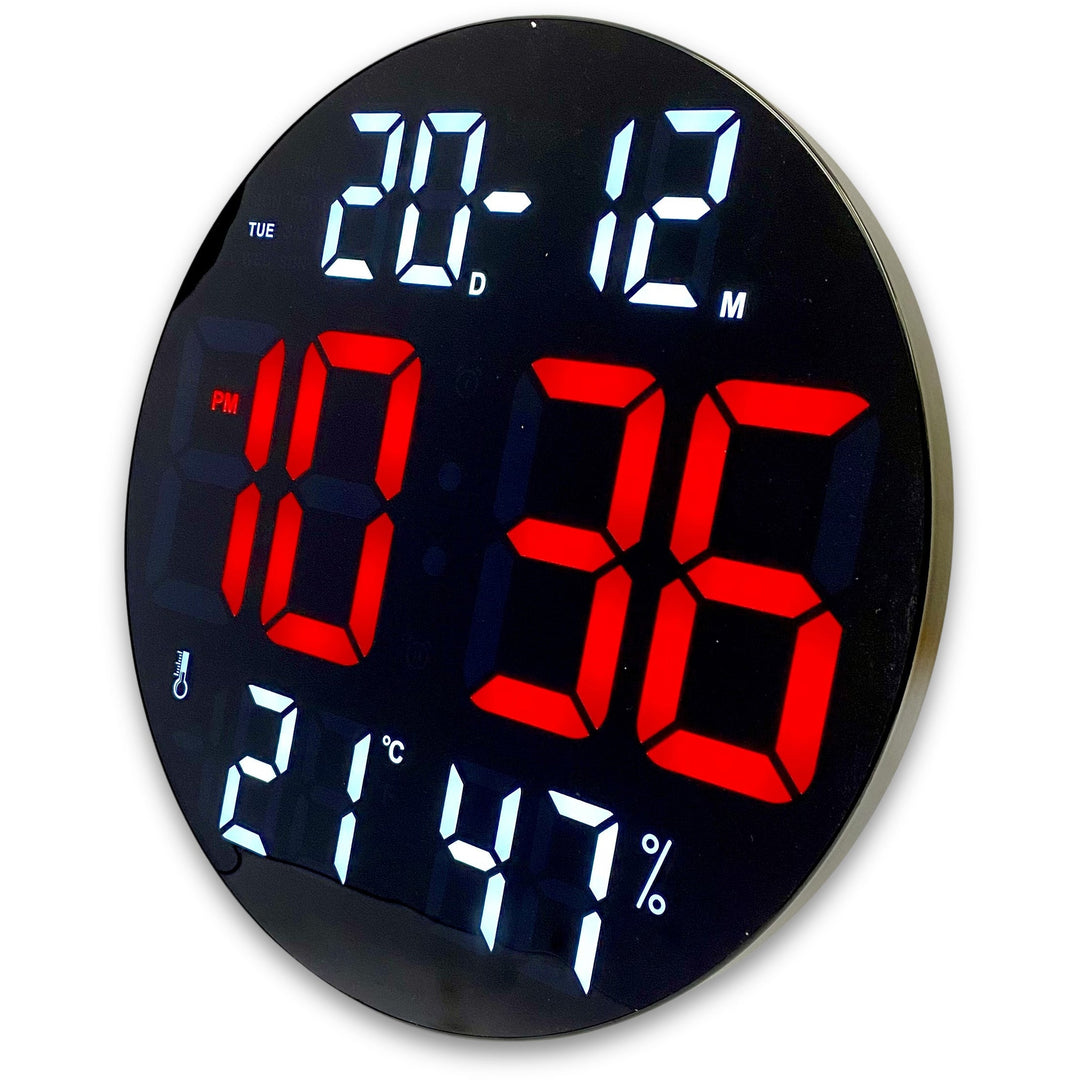 Horloge numérique LED à grand écran – Parfaite pour bureau, hôtel ou appartement