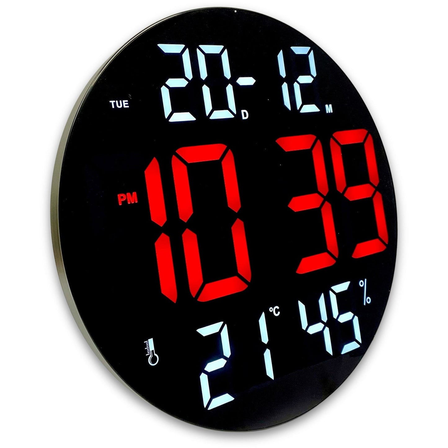Horloge numérique LED à grand écran – Parfaite pour bureau, hôtel ou appartement