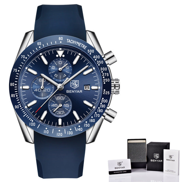Montre homme BENYAR 5140 Acier – Chronographe Sport & Élégance