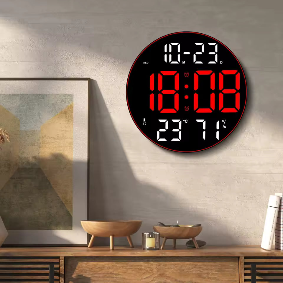 Horloge numérique LED à grand écran – Parfaite pour bureau, hôtel ou appartement