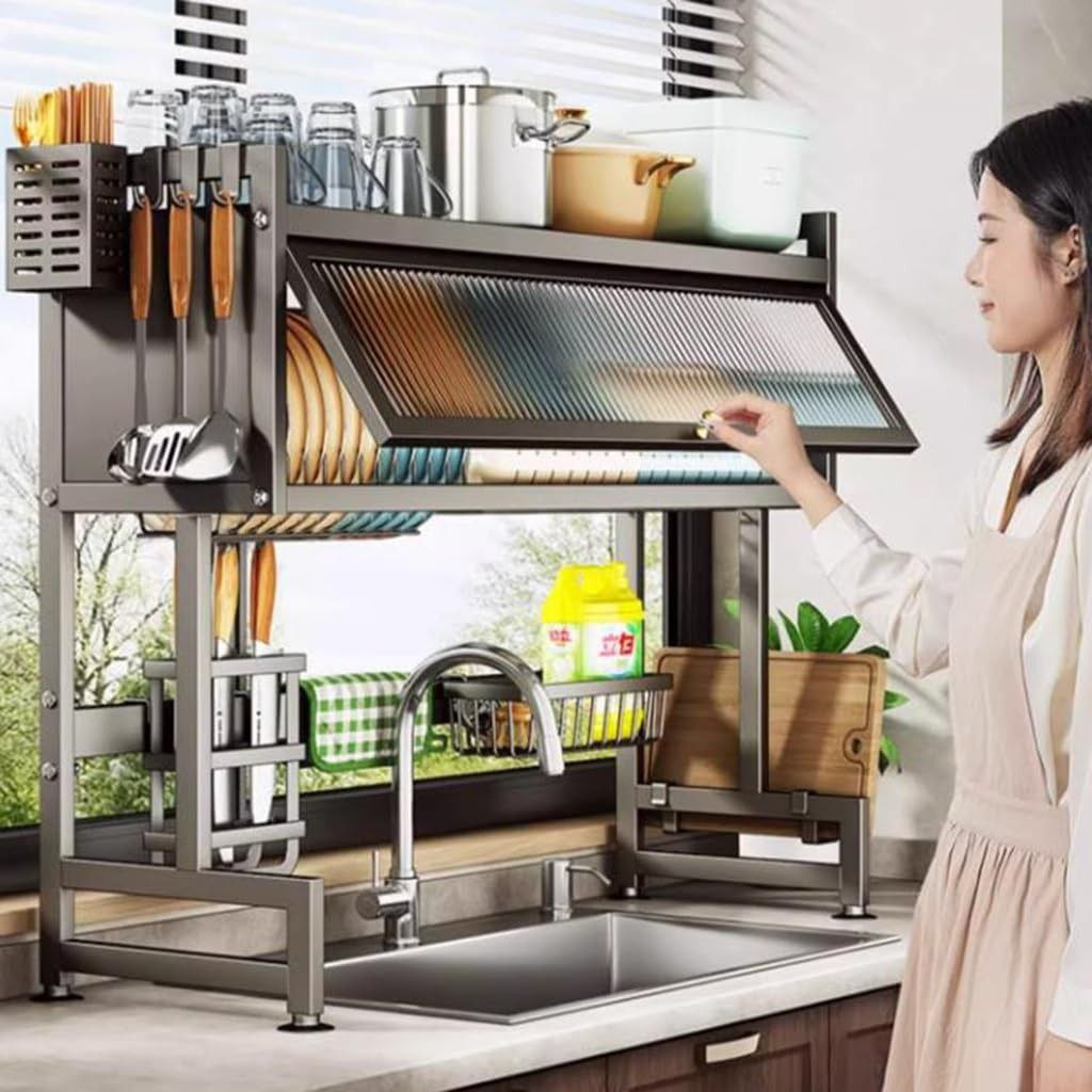 Égouttoir à vaisselle Tesly  à étages avec couvercle