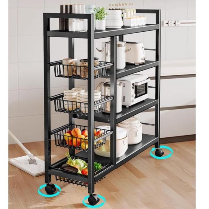 Support pour micro-ondes avec 4 étagères de rangement